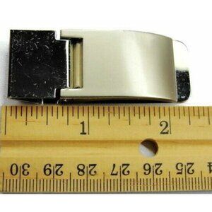 Money Clip Classic Hinged Silver & Grey Wallet Cash ID Credit Card Holder